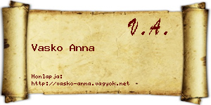 Vasko Anna névjegykártya